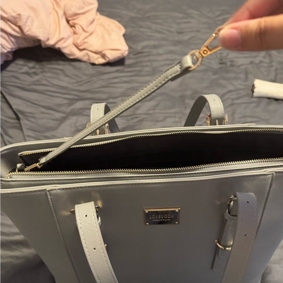 grey faux leather laptop purse/bag - Picture 13 of 15